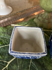 Pair of Blue& White Square Planters