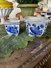 Pair of Blue& White Square Planters